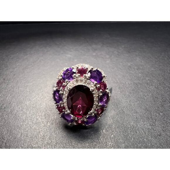 NEW rhodolite garnet and amethyst ring in sterling silver size 7 - Picture 15 of 16